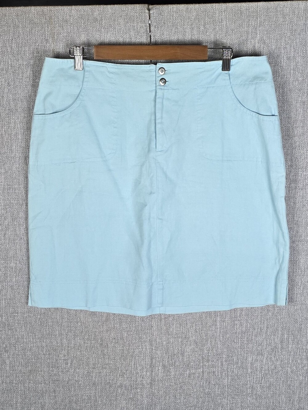 NCTO Nomadic Traders Linen/cotton Blend Light Blue Mini Skirt Sz 14